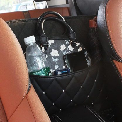 Luxury Crystal Rhinestone Car Seat Organizer with Multi-Pockets - Image 5