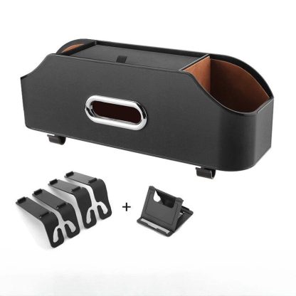 Leather Multi-Use Car Storage Box with Tissue Holder & Phone Stand - Image 6