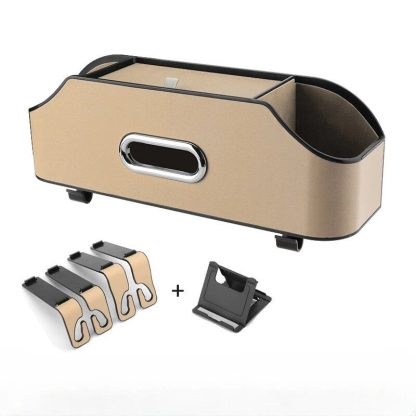 Leather Multi-Use Car Storage Box with Tissue Holder & Phone Stand - Image 7