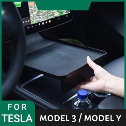 Center Console Food Tray with Anti-Slip Phone Holder for Tesla Model 3 & Y (2017-2023) - Image 2