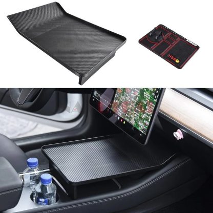 Center Console Food Tray with Anti-Slip Phone Holder for Tesla Model 3 & Y (2017-2023) - Image 3