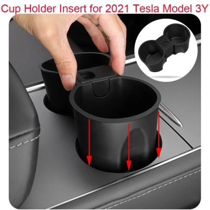 Waterproof Console Double Hole Cup Holder Insert for 2021 Model 3Y - Image 2