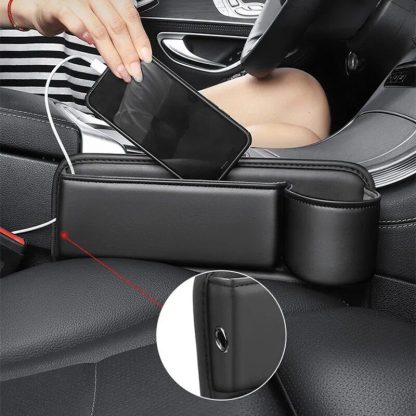 Universal PU Leather Car Seat Gap Storage with Cup Holder - Image 4