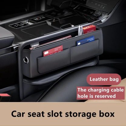 Luxury Leather Car Seat Gap Organizer - Sleek Console Side Pocket Storage - Image 2