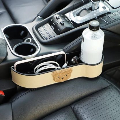 Cute Cartoon Bear Car Seat Gap Organizer with Tissue Holder - Image 3