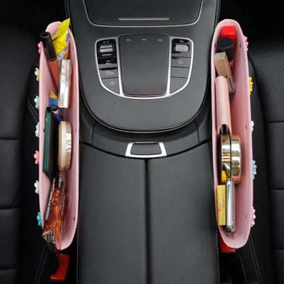 Pink & Black Faux Leather Car Seat Gap Organizer - Image 5