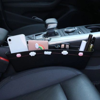 Pink & Black Faux Leather Car Seat Gap Organizer - Image 7