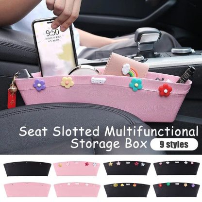 Pink & Black Faux Leather Car Seat Gap Organizer - Image 2