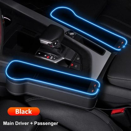 LED Illuminated Car Seat Gap Organizer with Dual USB Charger - Image 2