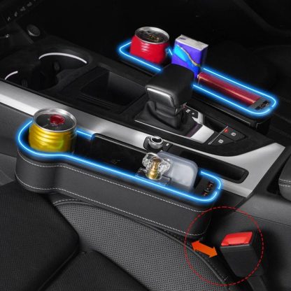 LED Illuminated Car Seat Gap Organizer with Dual USB Charger - Image 4