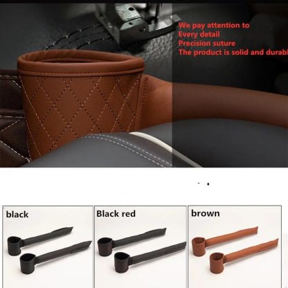 Luxe PU Leather Car Seat Gap Organizer with Drink Holder - Image 3