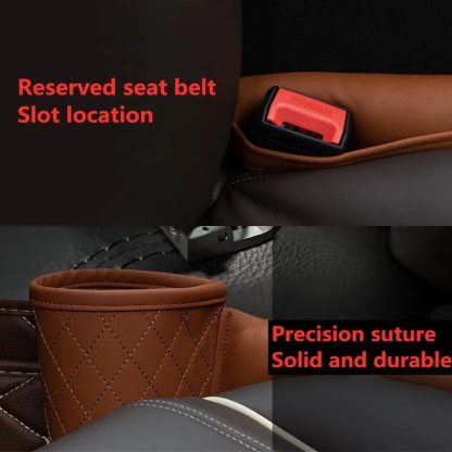 Luxe PU Leather Car Seat Gap Organizer with Drink Holder - Image 6