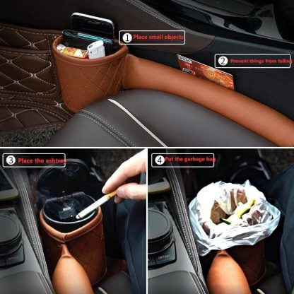 Luxe PU Leather Car Seat Gap Organizer with Drink Holder - Image 5