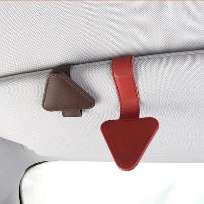 Universal Leather Sun Visor Glasses Holder with Magnetic Clip - Image 5