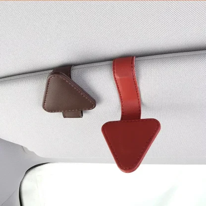 Universal Leather Sun Visor Glasses Holder with Magnetic Clip