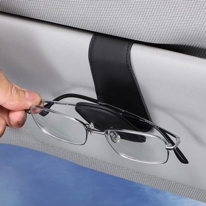 Universal Leather Car Sun Visor Glasses Holder with Magnetic Clip - Image 6