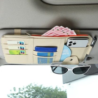 Multi-Pocket Car Sun Visor Organizer with Pen Holder - Image 4