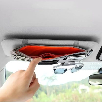 Multi-Pocket Car Sun Visor Organizer with Pen Holder - Image 5