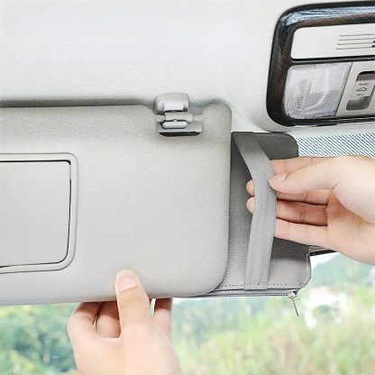 Multi-Pocket Car Sun Visor Organizer with Pen Holder - Image 3