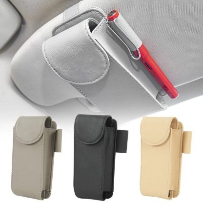 Leather Sun Visor Glasses and Card Organizer for Cars - Image 3