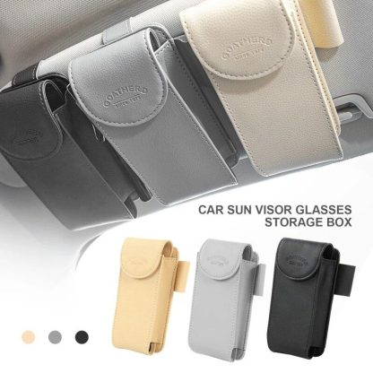 Leather Sun Visor Glasses and Card Organizer for Cars - Image 2