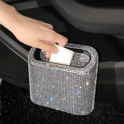 Bling Car Trash Can with Rhinestone Accents - Image 2