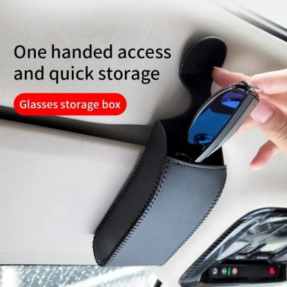 Compact PU Leather Car Visor Organizer for Glasses and Accessories - Image 2