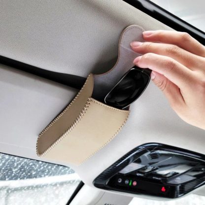 Compact PU Leather Car Visor Organizer for Glasses and Accessories - Image 7