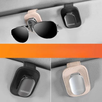 Luxury Leather Sun Visor Car Glasses Storage Clip - Image 5