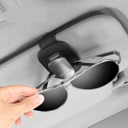 Luxury Leather Sun Visor Car Glasses Storage Clip - Image 4