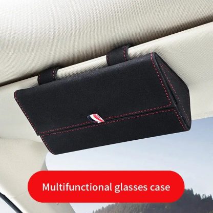 Luxury PU Leather Car Visor Sunglasses Holder - Image 2