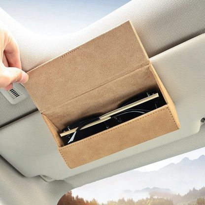 Luxury PU Leather Car Visor Sunglasses Holder - Image 3