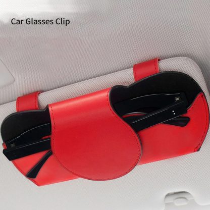 Luxe PU Leather Car Visor Sunglasses Case & Organizer - Image 2