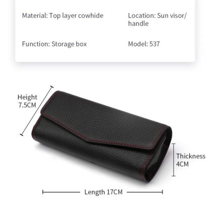 Luxury Cowhide Leather Sunglasses Case for Car Visor - Image 5