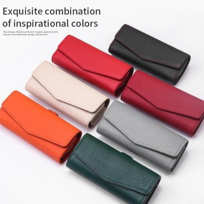 Luxury Cowhide Leather Sunglasses Case for Car Visor - Image 6