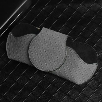 Plush Plaid Leather Car Sunglasses Holder - Image 7