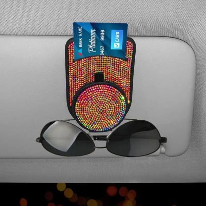 Luxury Leather Bling Sunglass & Card Holder for Car Visor - Image 3