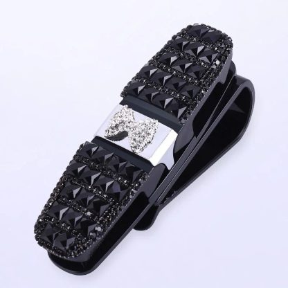 Luxurious Rhinestone Flower Car Sunglass and Accessory Holder - Image 5