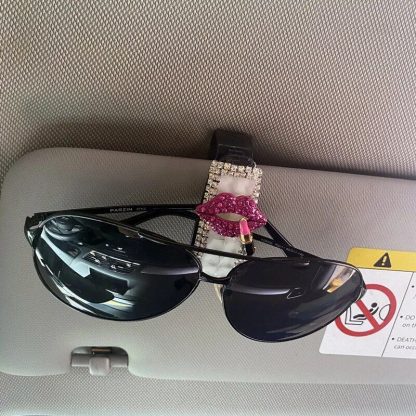 Luxe Rhinestone Car Visor Sunglasses Holder - Image 5