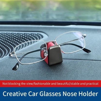 Luxury Leather & Zinc Alloy Car Glasses Holder - Image 2