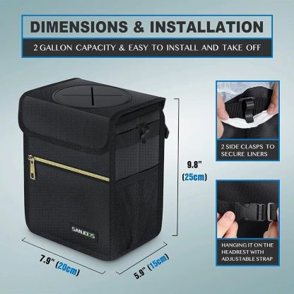 Waterproof Car Trash Bin with Multi-Functional Storage - Image 3