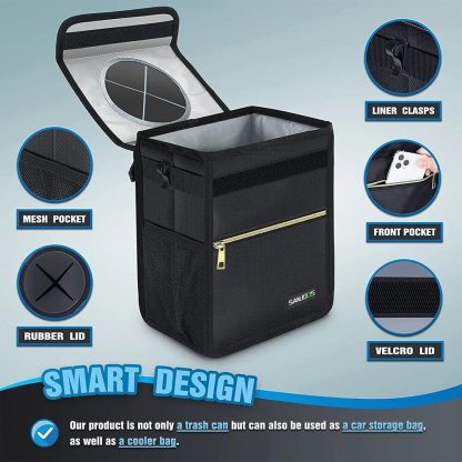 Waterproof Car Trash Bin with Multi-Functional Storage - Image 4