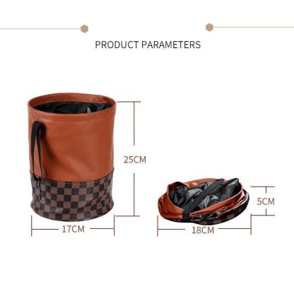 Luxurious Leather Car Trash Can: Foldable & Hanging Design - Image 4