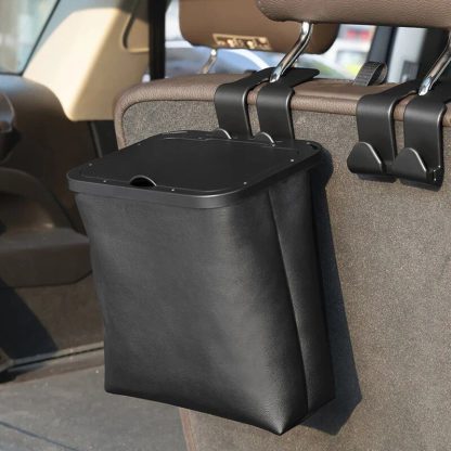 Leather Car Trash Can: Waterproof, Foldable & Multipurpose Organizer - Image 4