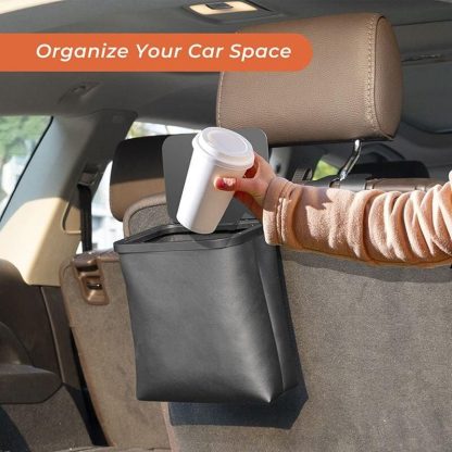 Leather Car Trash Can: Waterproof, Foldable & Multipurpose Organizer - Image 3