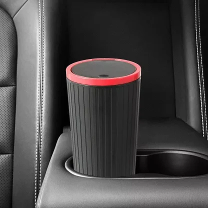 Compact Car Trash Can with Click-Open Cover