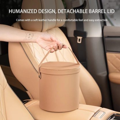 Deluxe Leather Car Trash Can with Rolling Cover - Image 5