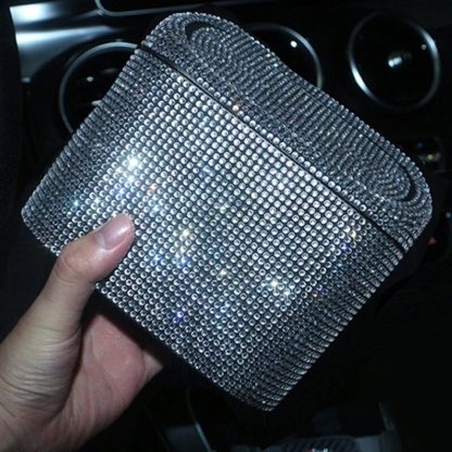 Luxurious Rhinestone Car Trash Bin - Pressing Type Square Storage Bucket - Image 6