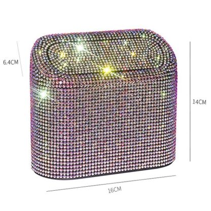 Luxurious Rhinestone Car Trash Bin - Pressing Type Square Storage Bucket - Image 7