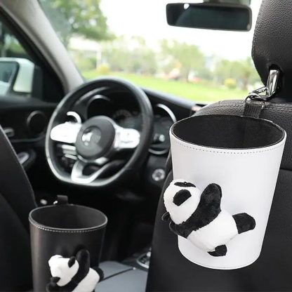 Compact Panda Car Trash Can & Organizer: Leak-Proof, Versatile, & Stylish - Image 3